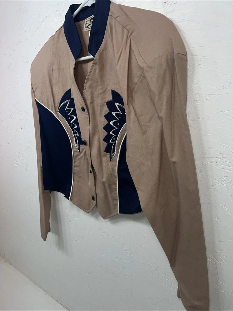 New Women’s 1849 Authentic Ranchwear Blue Tan Western Show Shirt XL #2720 UU-27