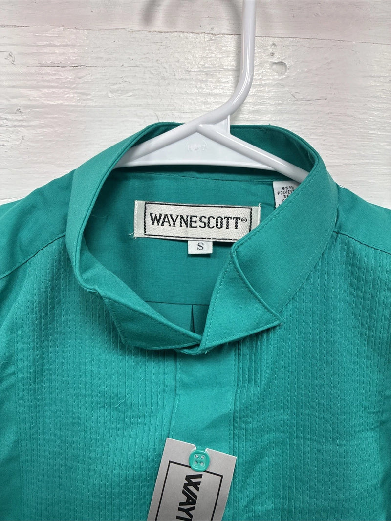 New Wayne Scott Teal Long Sleeve Button Up English Shirt Small X-83
