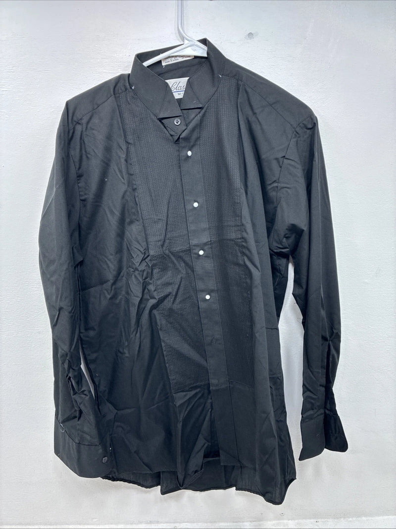 New Classix Black Long Sleeve Button Up English Shirt Medium II-35