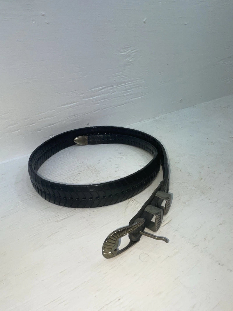 New Black Genuine Leather Weaved 36” Belt #110 Z-109