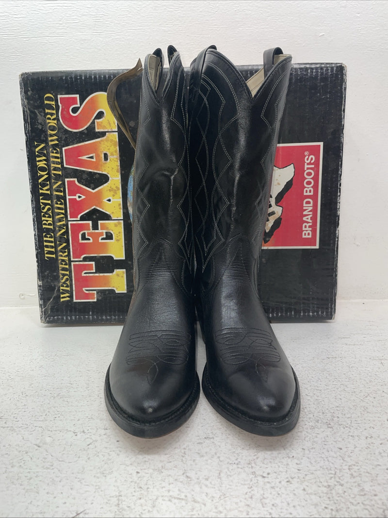 New Men’s Black Texas Brand Cowboy Boots. 5100 9 D. 4-73