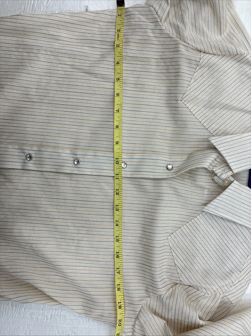 New Women’s Panhandle Slim Tan Stripe Long Sleeve Pearl Snap 16 XL DD-13 