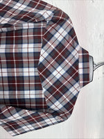 New Men’s ELY Cattleman Red White Plaid Short Sleeve Pearl Snap Large Tall X-66