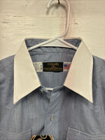 New Men’s Circle S Blue White Long Sleeve Button Up 15 X 34 Medium T-41