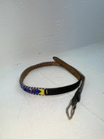 New Black Genuine Leather Beaded 30” Belt NN-9