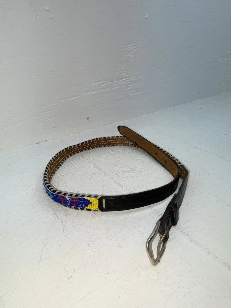 New Black Genuine Leather Beaded 30” Belt NN-9