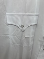 New Men’s ELY Cattleman White Short Sleeve Pearl Snap 18 2XL F-57