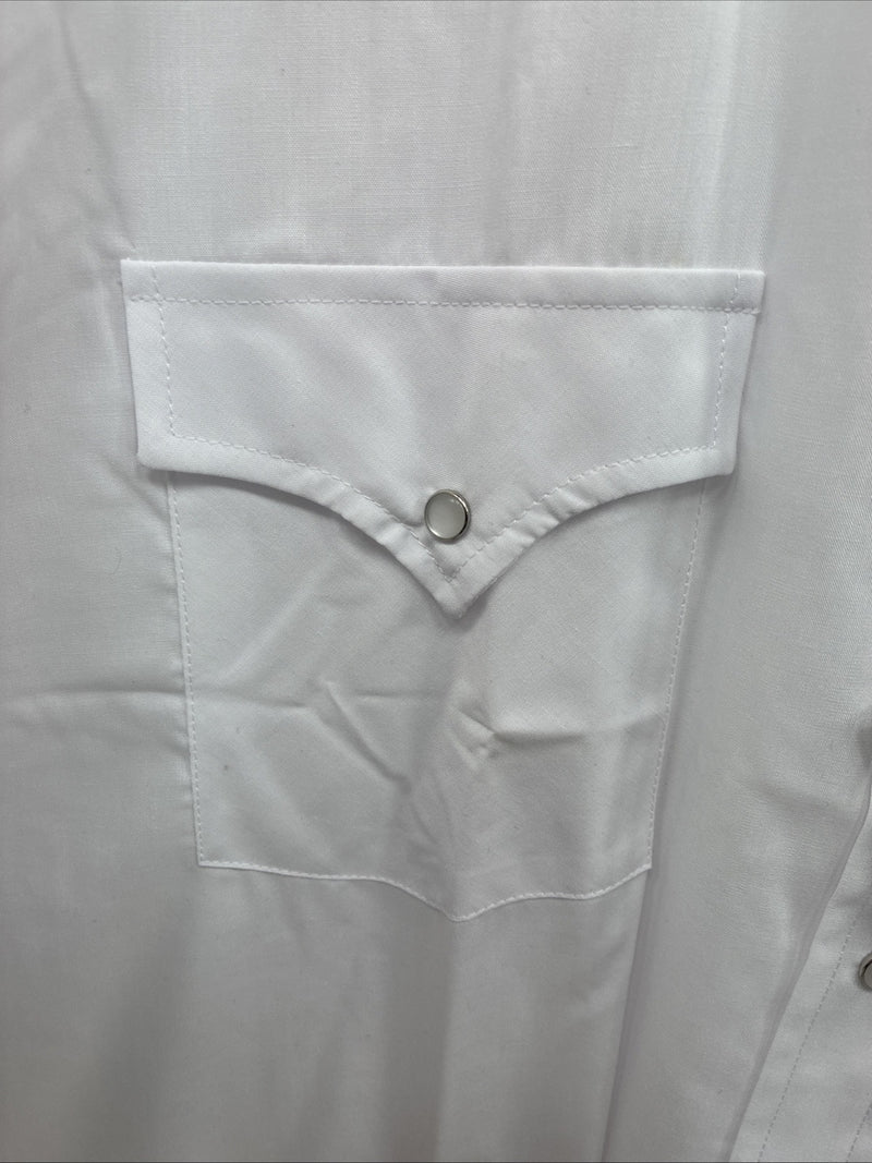 New Men’s ELY Cattleman White Short Sleeve Pearl Snap 18 2XL F-57