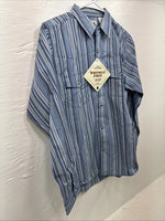 New Kids ELY Classic Blue Stripe Long Sleeve Button Up Large CC-85