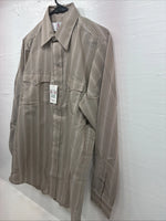 New Men’s H Bar C Brown Stripe long Sleeve Pearl Snap 15.5 Medium T-74
