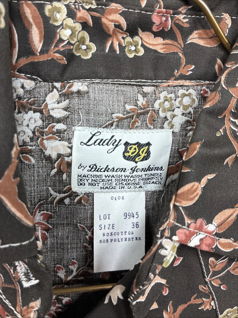 New Women’s Dickson Jenkins Floral Long Sleeve Pearl Snap Size 36 MM-49