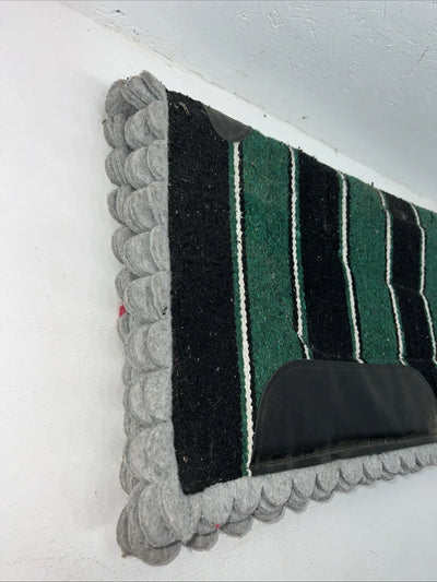 New Green Plaid Navajo Felt Scalloped Saddle Pad 30x30 #89-482 Pad-23
