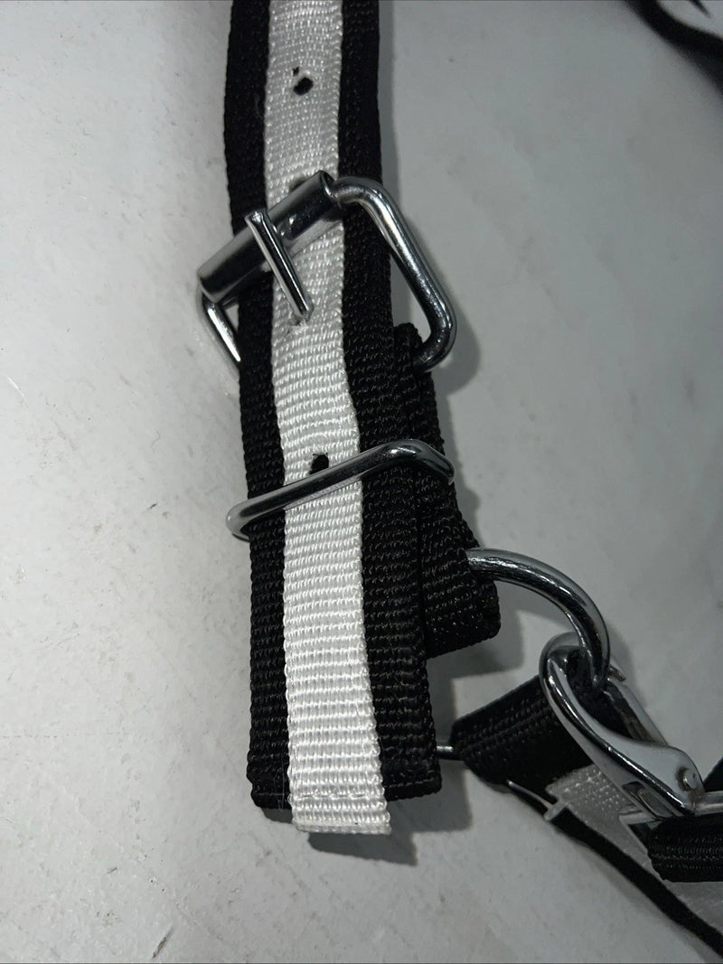 New Tough 1 Black White Draft Deluxe Nylon Halter #50-9575 W-37