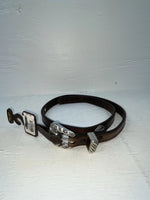 New Brown Genuine Leather Nocona Silver Pendent 30” Belt #3216215 NN-23