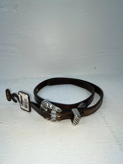 New Brown Genuine Leather Nocona Silver Pendent 30” Belt #3216215 NN-23
