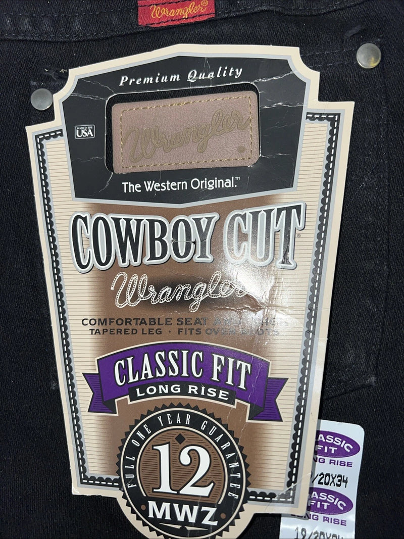 New Men’s Black Cowboy Cut Wrangler Classic Fit Denim Jeans. 19/20x34 F-32