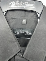 New Men’s Black White House Pearl Snap Long Sleeve Shirt. L Tall P-51