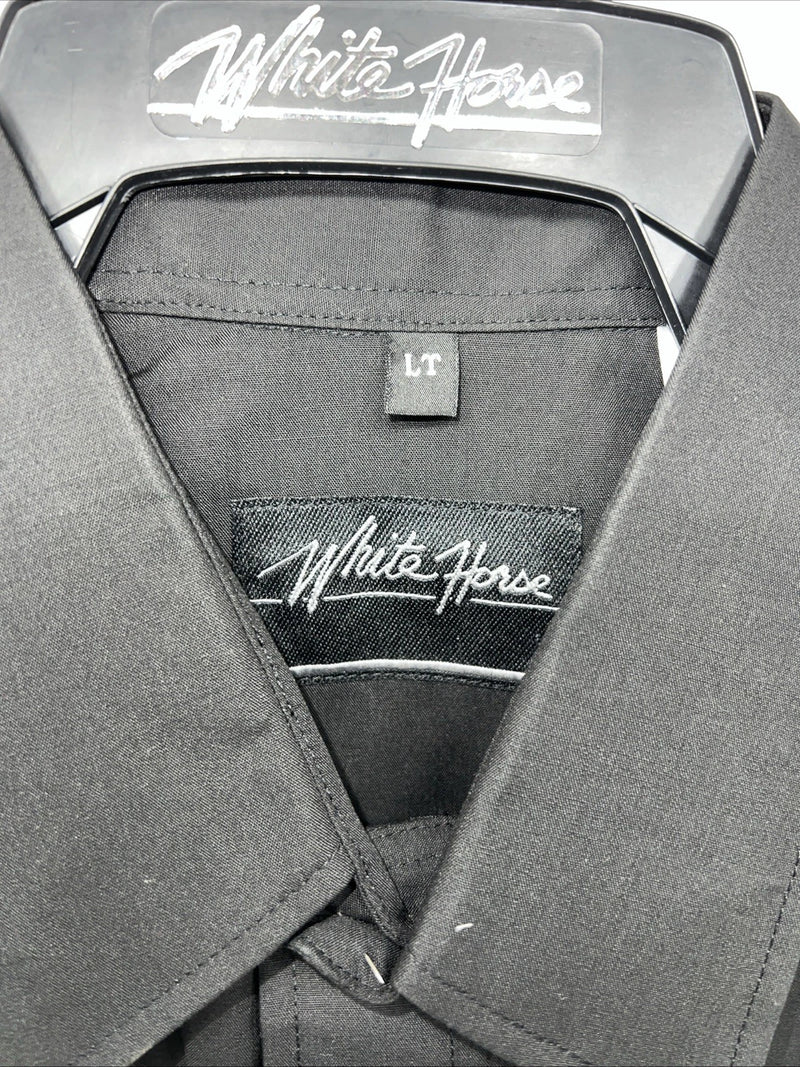 New Men’s Black White House Pearl Snap Long Sleeve Shirt. L Tall P-51