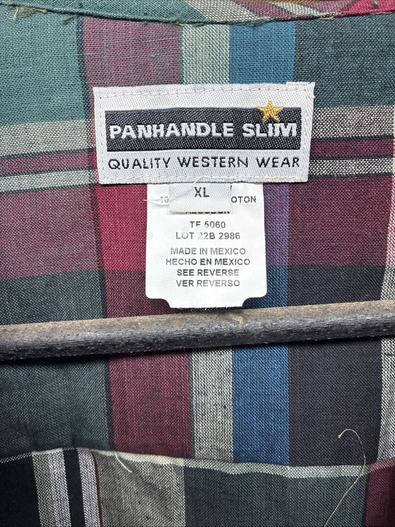 New Women’s Panhandle Slim Plaid Long Sleeve Button Up Crop Top XL MM-115