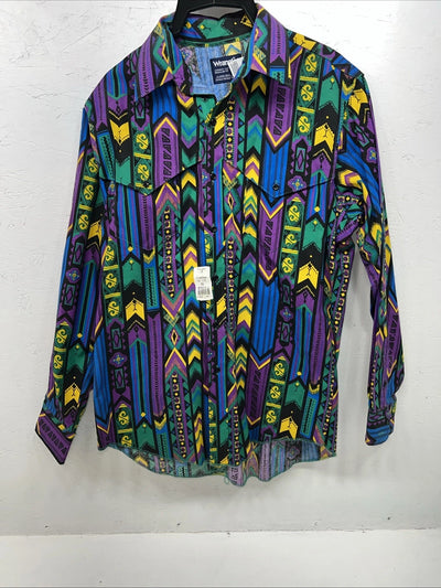 New Men’s Multicolor Wrangler Button Up Long Sleeve Shirt. 16.5x35 L P-66