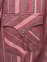 New Men’s H Bar C Pink Stripe Long Sleeve Pearl Snap 15.5 X 34 Medium T-75