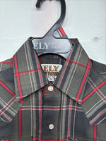 New Kids ELY Cattleman Green Plaid Long Sleeve Pearl Snap Small DD-127