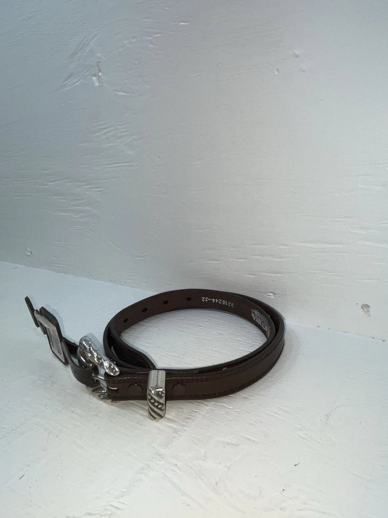 New Brown Genuine Leather Nocona Silver Pendent 32” Belt #3216244 Z-143