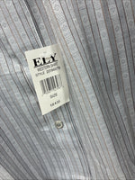 New Men’s ELY Cattleman Gray Stripped Long Sleeve Pearl Snap 18 2XL AA-69