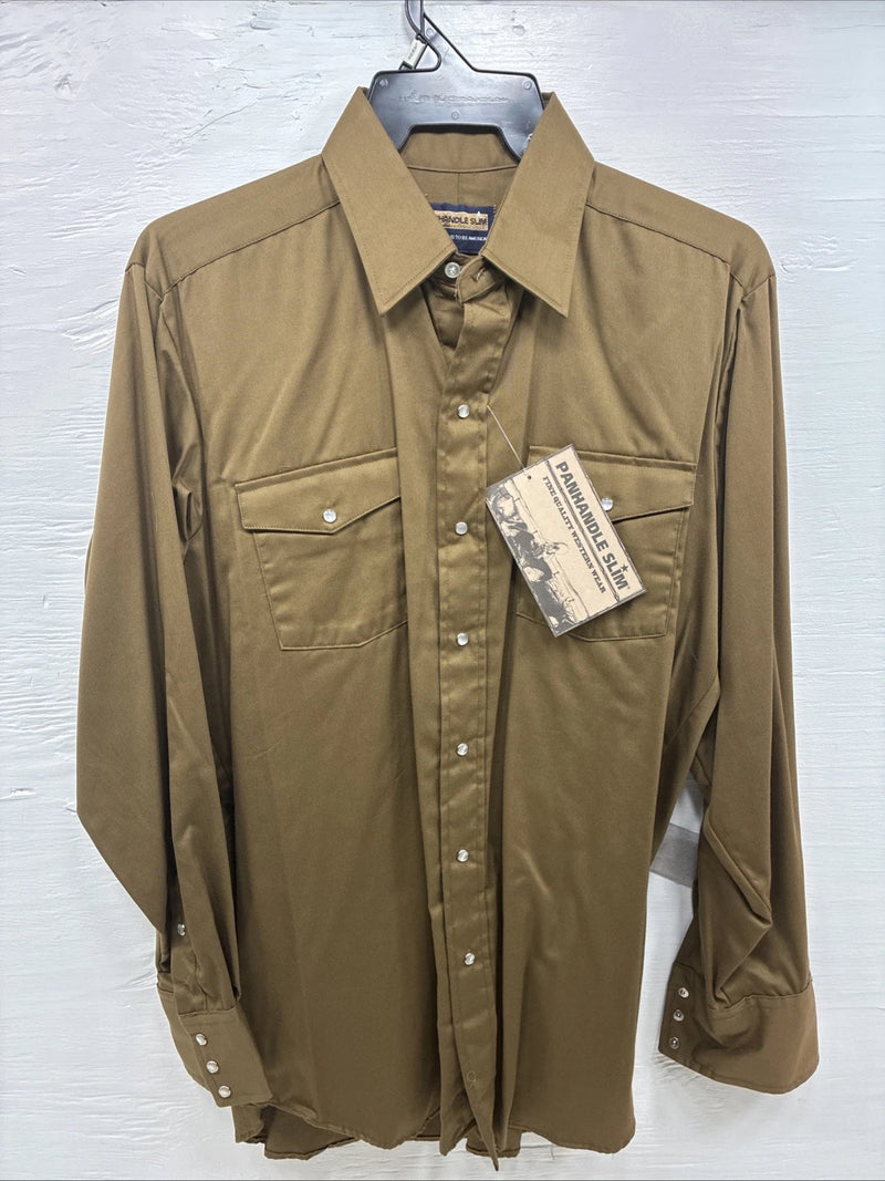 New Men’s Panhandle Slim Green Long Sleeve Pearl Snap 16.5 Large CC-31