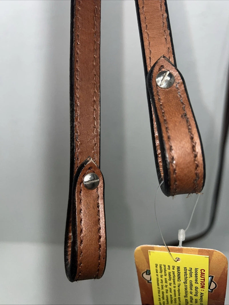 New Tough 1 Medium Oil 5/8” X 6” Double Stitched Leather Split Reins #439966 Y-9