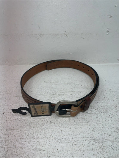 New Brown Genuine Leather Wrangler Tooled 34” Belt #593-02 Z-9