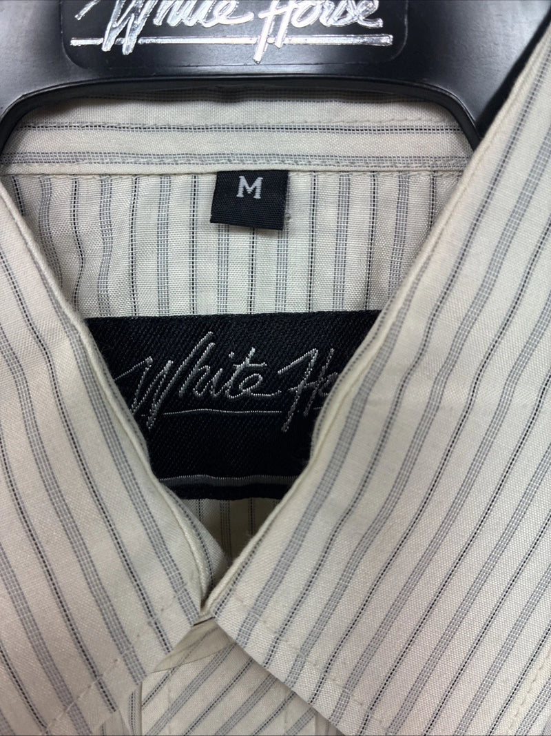 New Kids White Horse Yellow Stripe Long Sleeve Pearl Snap Medium DD-74