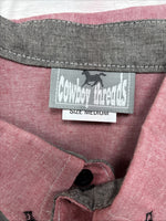 New Men’s Cowboy Threads Pink Gray Short Sleeve Button Up Medium O-77