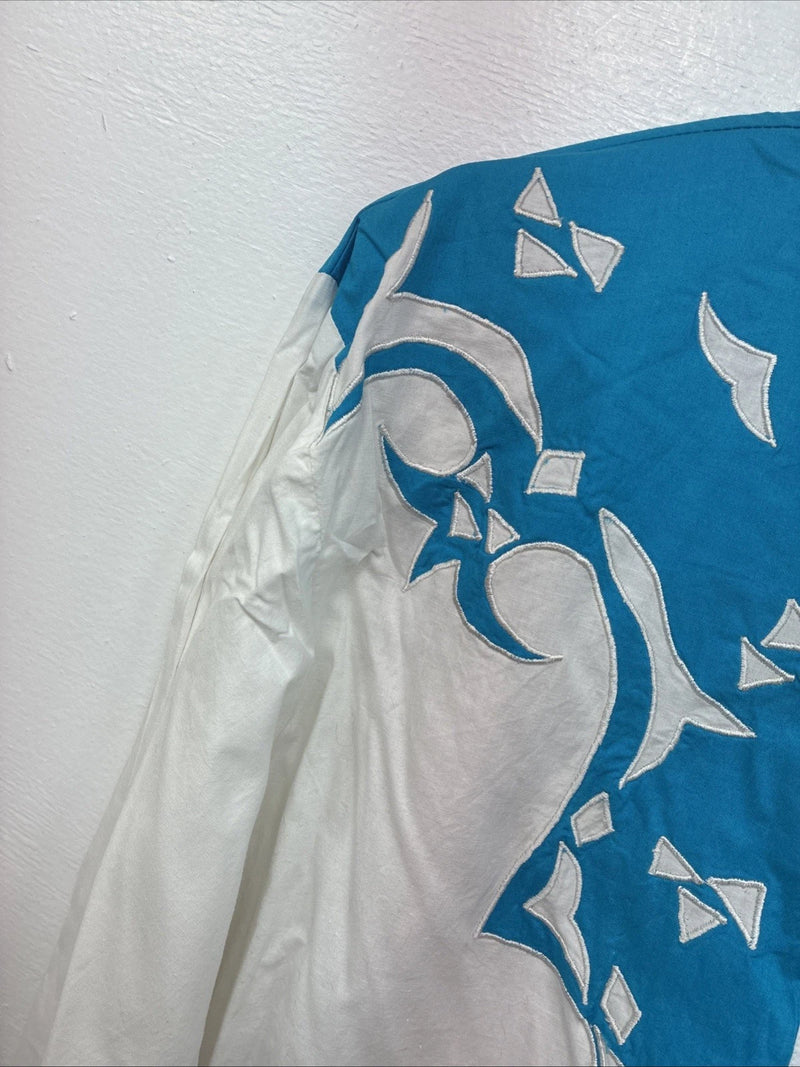 New Women’s Mine & Bills White Blue Long Sleeve Button Up Large TT-58