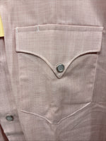 New Men’s H Bar C Pink Long Sleeve Pearl Snap 15.5 Medium J-43