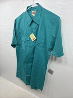 New Men’s ELY Cattleman Teal Short Sleeve Pearl Snap 16 Large CC-24