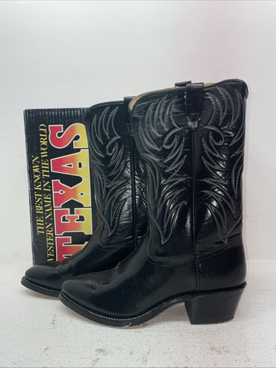 New Men’s Black Texas Brand Cowboy Boots. N 5010 10.5 10 1/2 D. 7-96