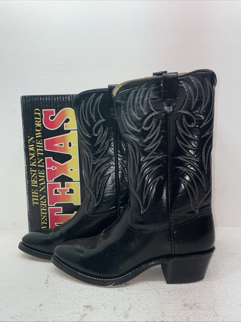 New Men’s Black Texas Brand Cowboy Boots. N 5010 10.5 10 1/2 D. 7-96