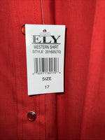 New Mens Red Pearl Snap ELY cattleman Short Sleeve Shirt 17 XL I-44