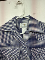 New Women’s Dickson Jenkins Blue Checker Long Sleeve Pearl Snap Size 32 MM-92