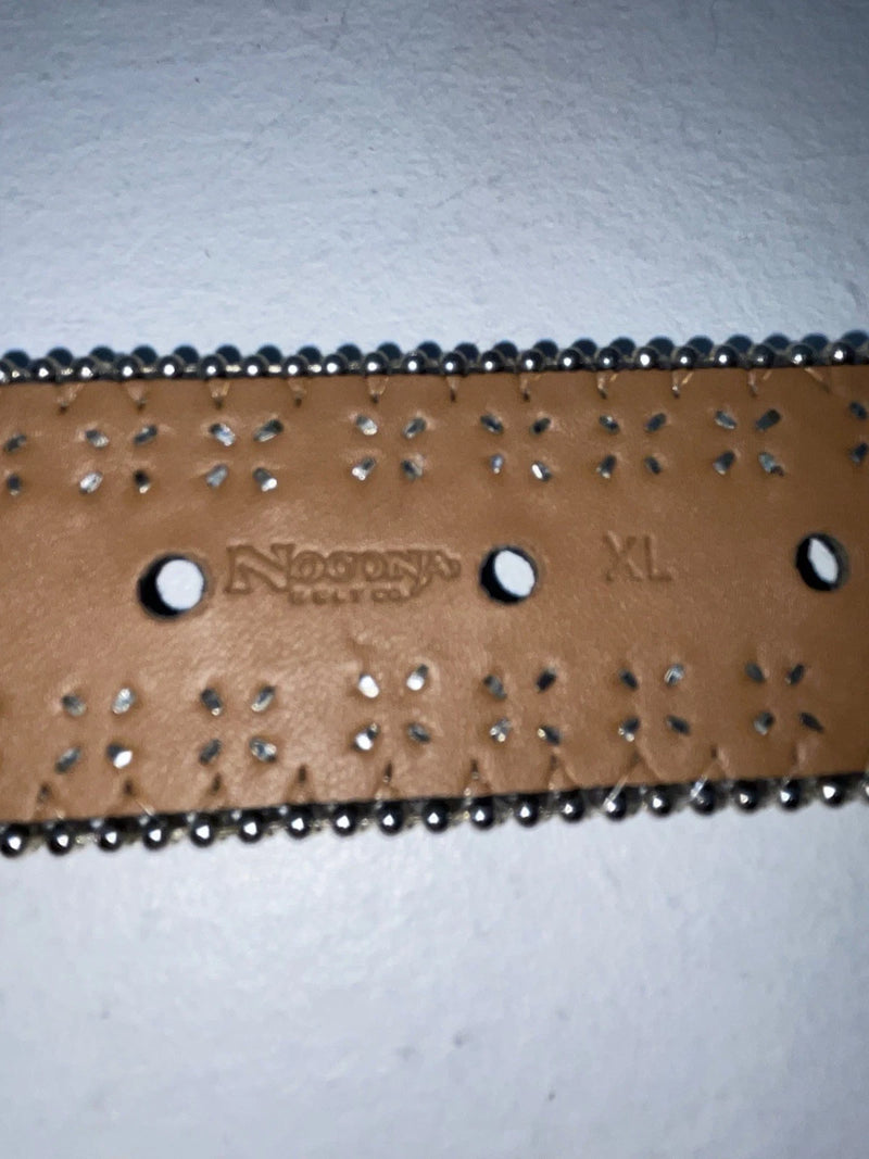 New Black Genuine Leather Nocona Silver Bling Cross XL Belt #N1330999 Z-80