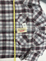New Women’s Cumberland Purple Plaid Long Sleeve Pearl Snap 2XL GG-32