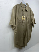 New Men’s Brown ELY Cattleman Short Sleeve Pearl Snap Shirt. 18.5 2XL S-21