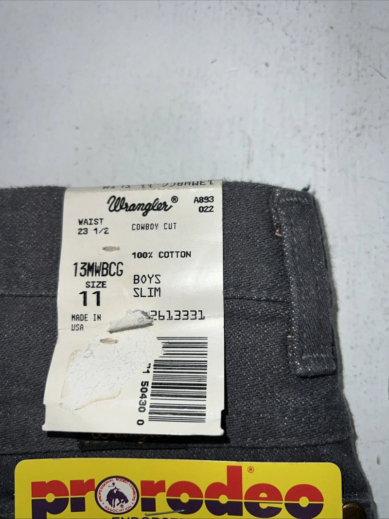 New Boys Grey Wrangler Pro Rodeo Cowboy Cut Denim Jeans. 11/23 1/2 C-5