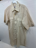 New Men’s H Bar C Tan Simple Short Sleeve Pearl Snap 16 Large O-32