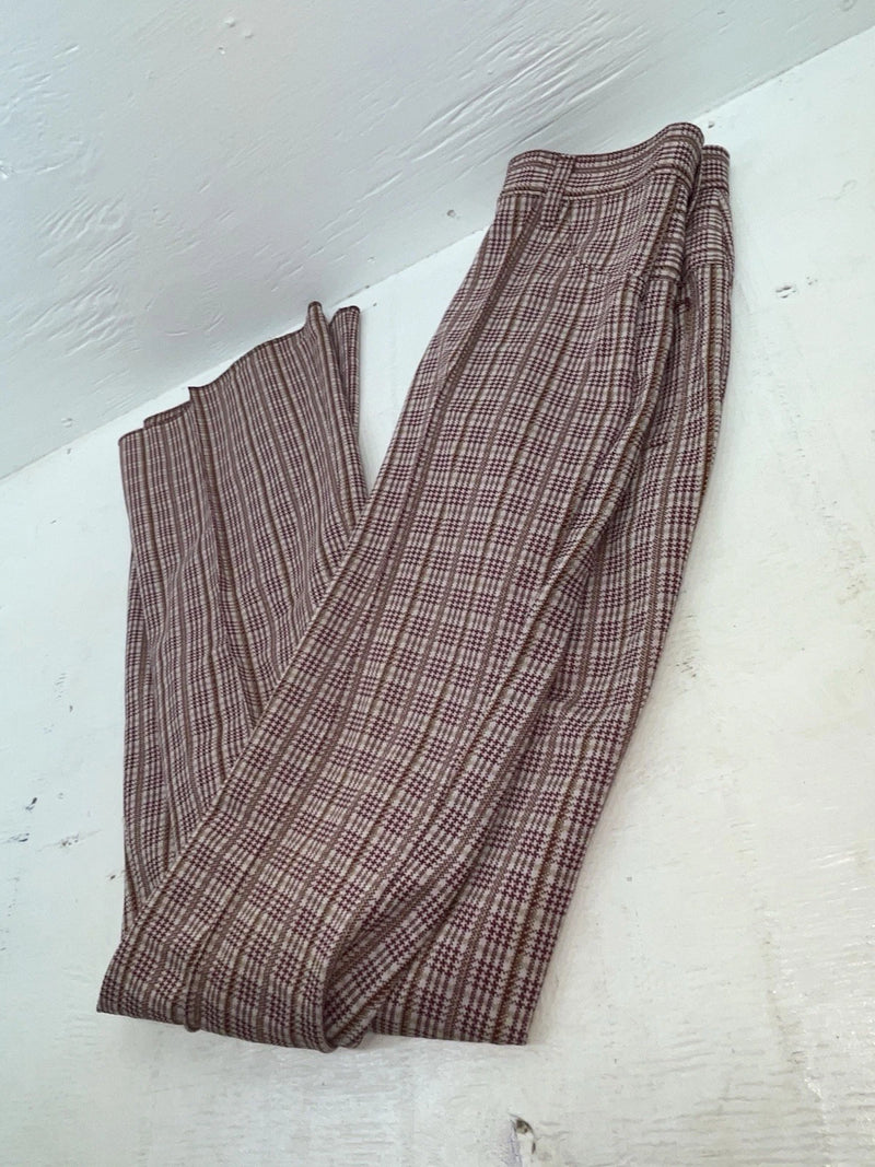 New Vintage Red Checkered Panhandle Slim Polyester Pants #8072 VV-107