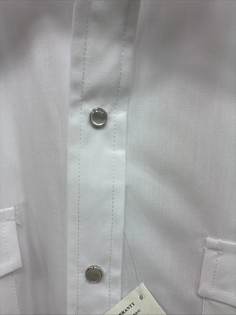 New Men’s ELY Cattleman White Long Sleeve Pearl Snap 17.5 X 35 XL CC-10