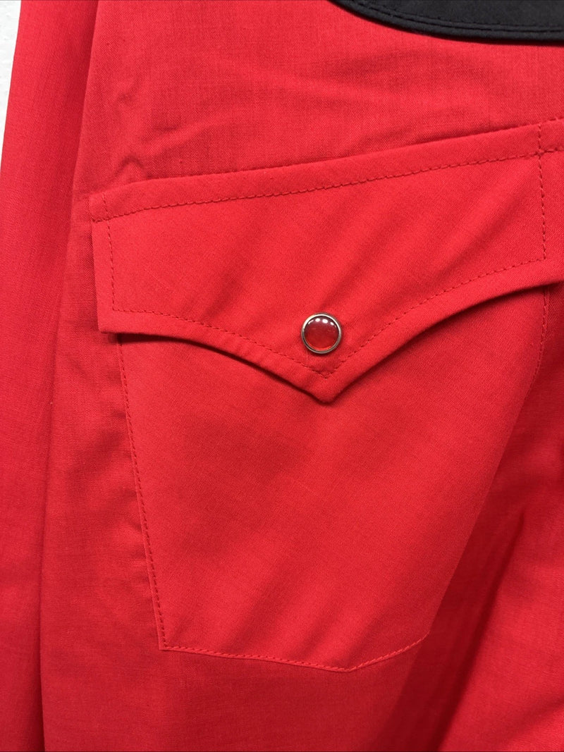 New Men’s ELY Diamond Red Designed Long Sleeve Pearl Snap Medium DD-100