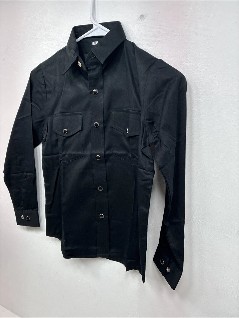 New Boys Western Express Black Long Sleeve Pearl Snap Medium DD-111