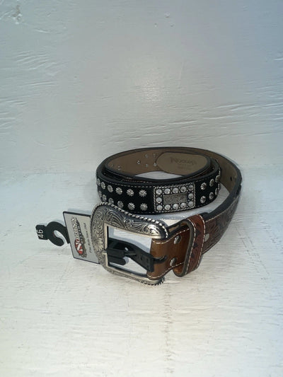 New Black Genuine Leather Nocona Bling And Tooled 46” Belt #M2498267 NN-137